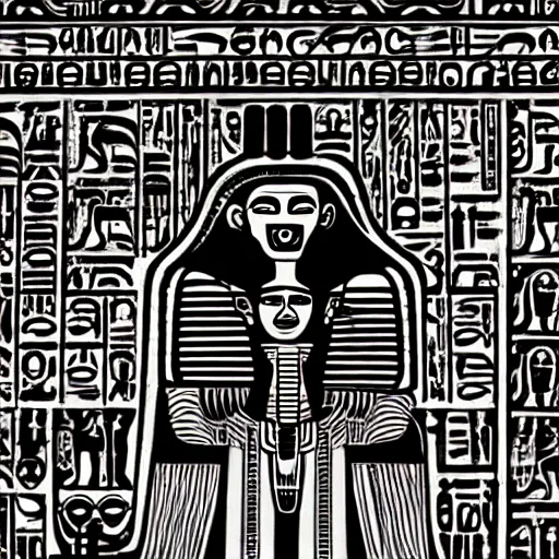 Image similar to evil black egyptian hieroglyphs on a black background, hidden eyes everywhere