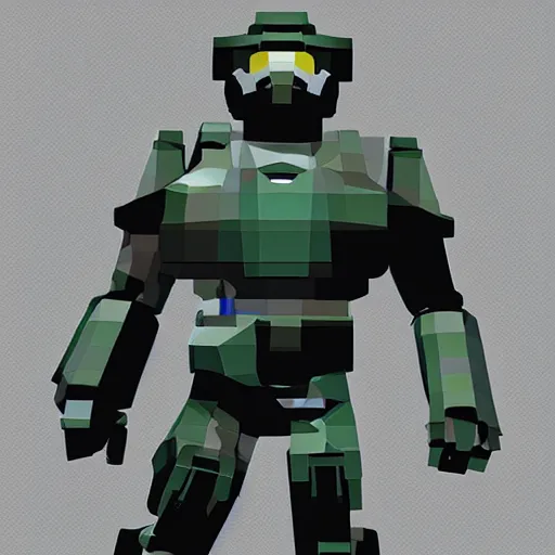 Image similar to master chief, low poly count, 8 bit