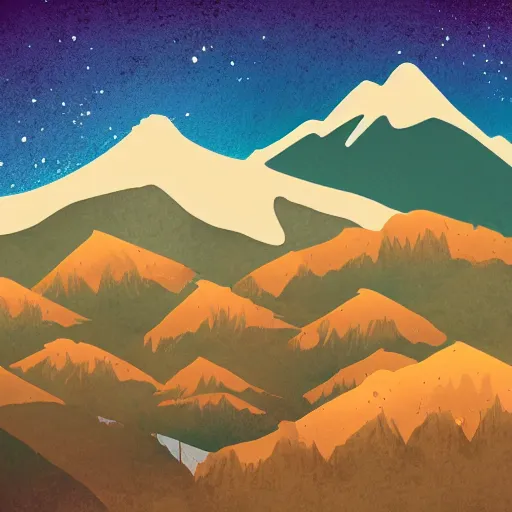 Prompt: beautiful illustration of beautiful mountain scenery