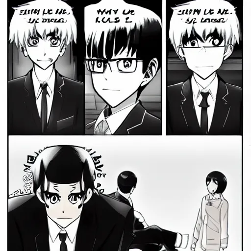 Image similar to a manga page of The Office in the style of Spy x Family