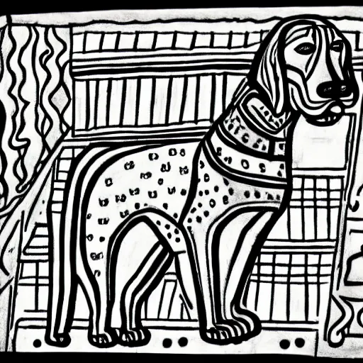 Image similar to a drawing of a dog, in the style of persepolis ( 2 0 0 7 ), by marjane satrapi