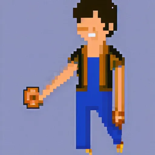Prompt: pixel art of percy jackson