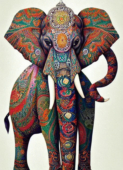 Prompt: portrait of ethereal elephant in indian flag colors, intricate detail, ornate, conceptual art, soft light, dynamic, art by artgerm