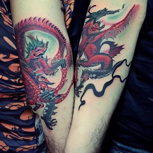 Prompt: the dragon with the girl tatoo