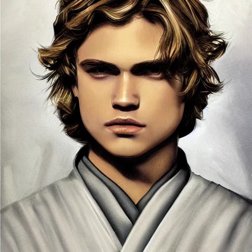 Prompt: detailed artistic portrait of Anakin Skywalker, elegant, by lance muir