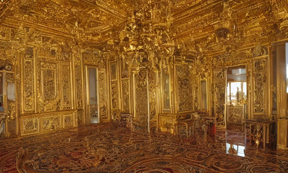 Image similar to interior shot of a beautiful golden oriental palace