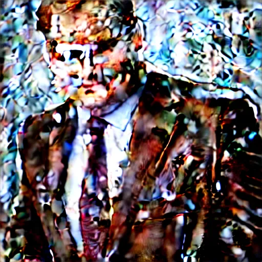 Image similar to Andy Richter is wearing a chocolate brown suit and necktie. Andy is standing inside a bathtub with the shower running over him. The suit and necktie are soaking wet.