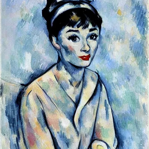 Image similar to audrey hepburn art by paul cezanne