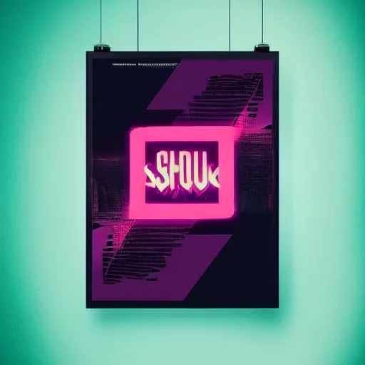 Image similar to demo poster of a stylized font, cyberpunk, behance, hd