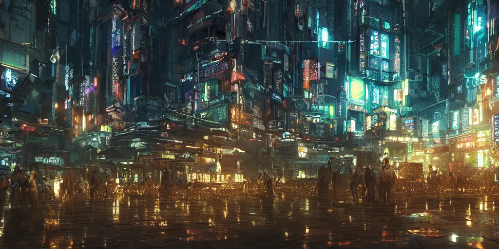 Image similar to Photorealistic cyberpunk mosque in crowded Tokyo night. Hyperdetailed photorealism, UHD, amazing depth, glowing rich colors, golden ration, 3D octane cycle unreal engine 5, 3d shading, cinematic lighting, artstation concept art