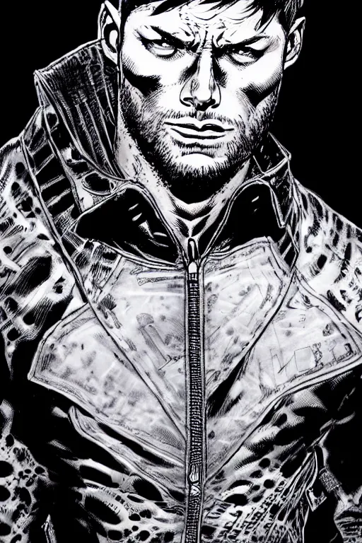 Prompt: A full body portrait of Jensen Ackles as a new antihero character with an angry face art by Marc Silvestri and Jim Lee, trending on artstation, detailed, ominous, mysterious