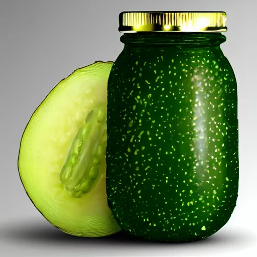 Prompt: realistic glimmering pickle in a white background