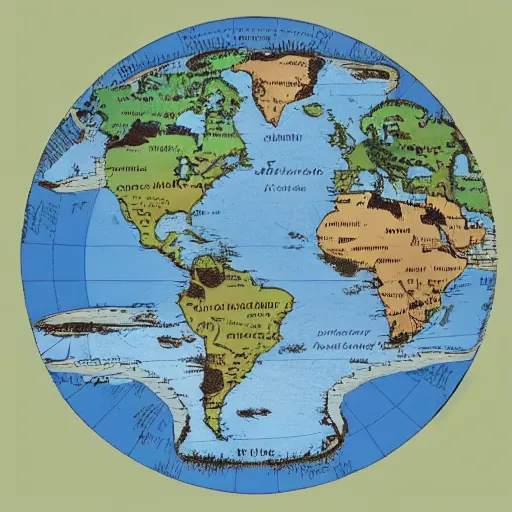 Image similar to a stack of turtles beneath a flat earth, round map