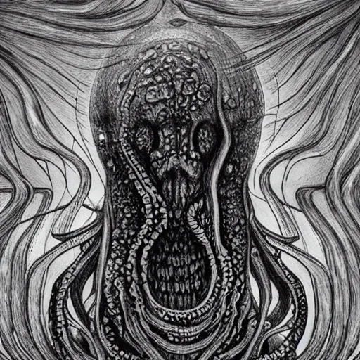Image similar to lovecraftian eldritch being, made of dark matter, formless and amorphous, beautiful, realistic eerie fantasy illustration