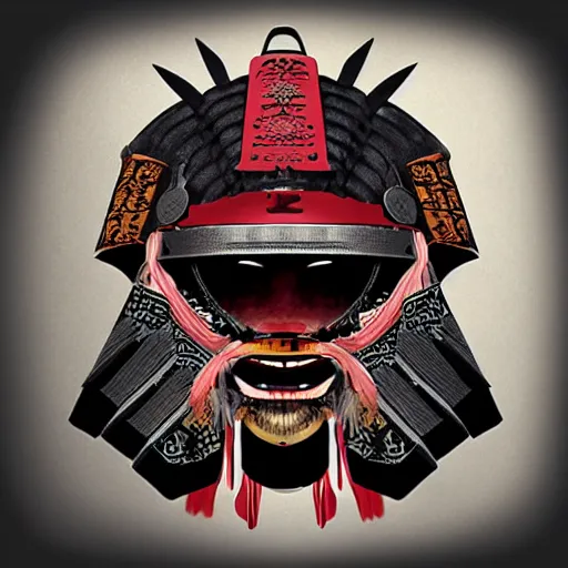 Image similar to samurai helmet, album art, poster, cover art