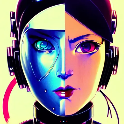 Image similar to side portrait scifi cyborg girl with robotic parts and spacesuit | | head only in center of image, audrey plaza, fine detail!! anime!! realistic shaded lighting!! poster by ilya kuvshinov katsuhiro otomo ghost - in - the - shell, magali villeneuve, artgerm, jeremy lipkin and michael garmash and rob rey