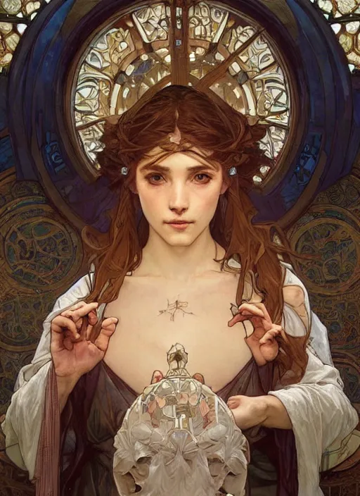 Image similar to the last supper beautiful painting by artgerm and greg rutkowski and alphonse mucha, highly detailed, illustration, epic, fantasy, intricate, hyper detailed, artstation, concept art, smooth, sharp focus, ray tracing, only mens