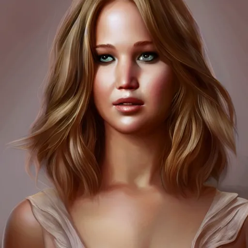 Prompt: portrait of jennifer lawrence by artgerm, wlop, charlie bowater