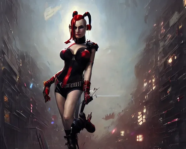 Prompt: highly detailed portrait of natalie portman as harley quinn, in batman : arkham knight, stephen bliss, unreal engine, fantasy art by greg rutkowski, loish, rhads, ferdinand knab, makoto shinkai and lois van baarle, ilya kuvshinov, rossdraws, tom bagshaw, global illumination, radiant light, detailed and intricate environment