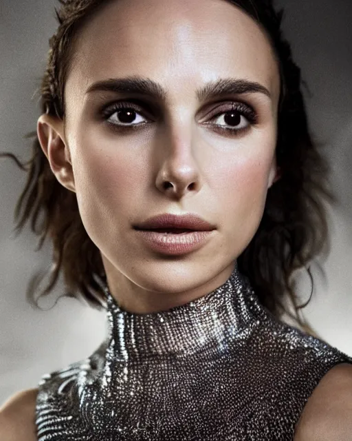 Prompt: nathalie portman wearing a risque outfit made from water, half body portrait, greg kutkowski, sharp details, soft lighting, subsurface scattering, pearls of sweat, glistening skin, warm lighting