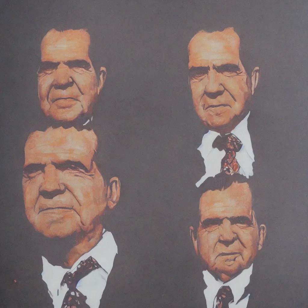 Prompt: a beautiful painting of Richard Nixon . by LeRoy Nieman.