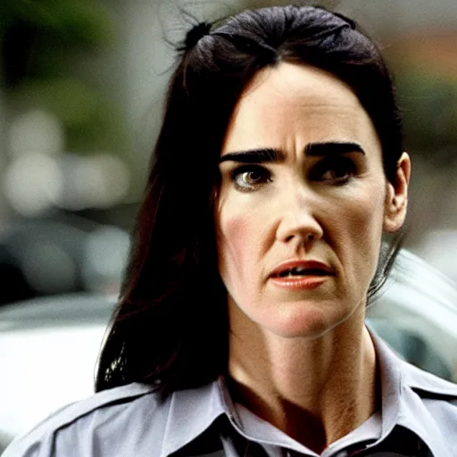 Image similar to jennifer connelly as a secret agentr, action scene