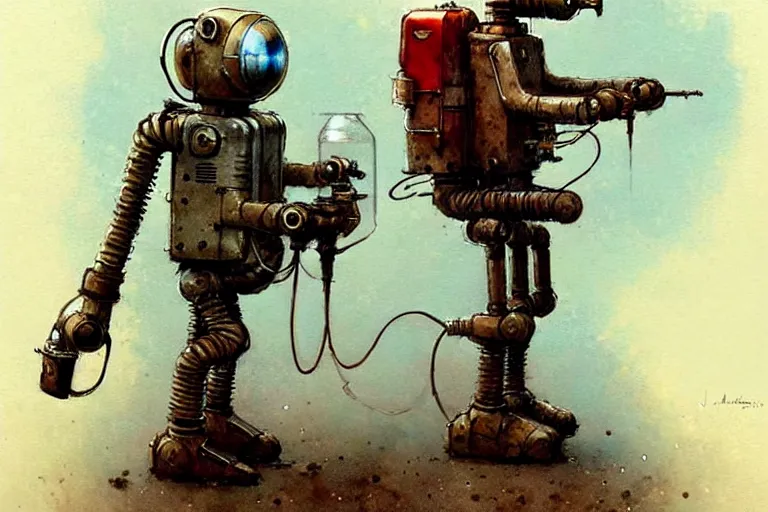 Prompt: adventurer ( ( ( ( ( 1 9 5 0 s retro future robot android rat digging machine. muted colors. ) ) ) ) ) by jean baptiste monge!!!!!!!!!!!!!!!!!!!!!!!!! chrome red