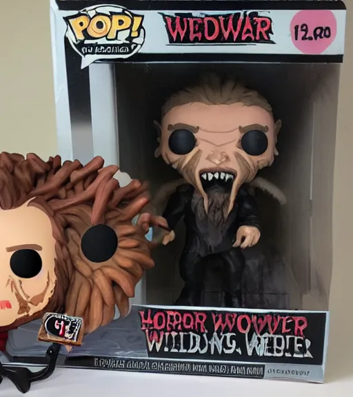 Prompt: horror wendigo werewolf with antlers funko pop still sealed in box, ebay listing