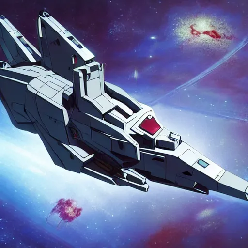 Prompt: Gundam Warship in Space, Glass