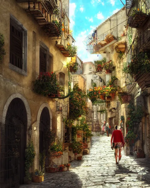 Image similar to conversano, apulia by yoshitaka amano 4 k hyper detailed trending on artstation