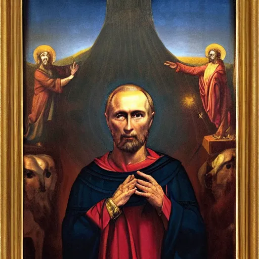 Image similar to vision of ezekiel with vladimir putin, portrait centered