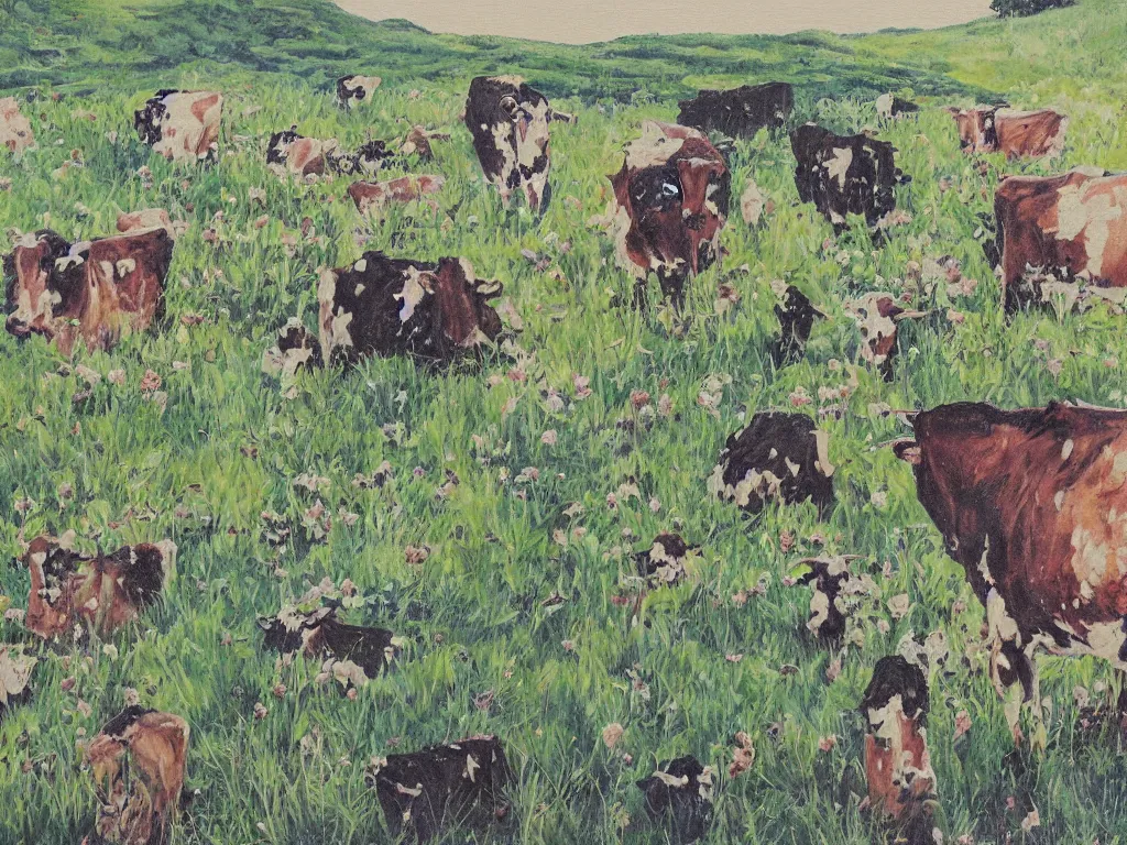 Image similar to until the cows come home plantscape. painting by aoshima chiho