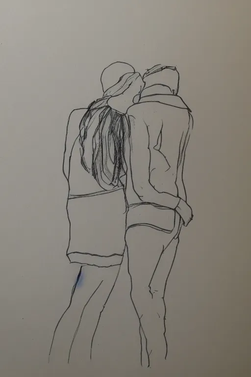 Image similar to Continuous one line drawing of a couple in love