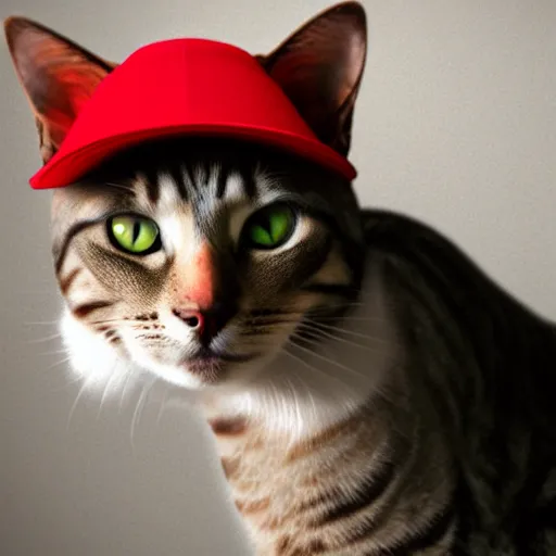 Image similar to photorealistic Cat in red hat