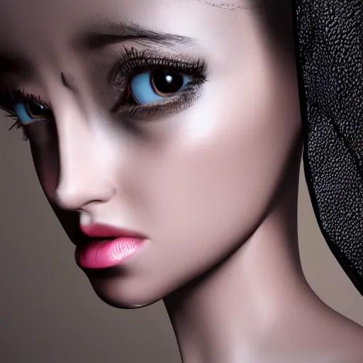 Image similar to 3 d, fashion model, tears, realistic, people look into the frame
