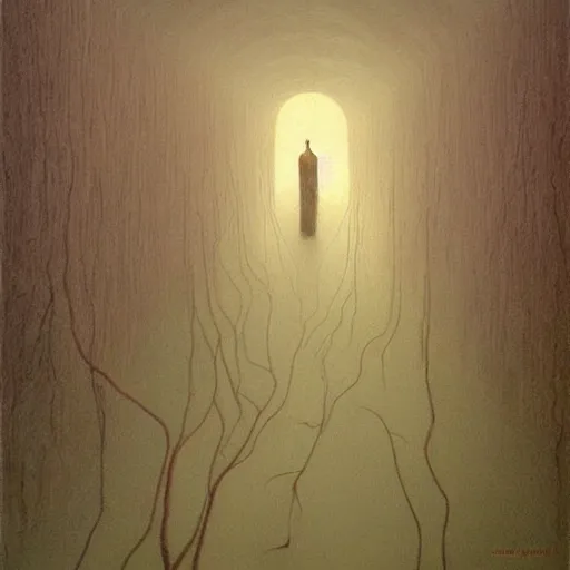 Image similar to Backrooms. Tendrils. Eerie. Unsettling. Zdzisaw Beksinski