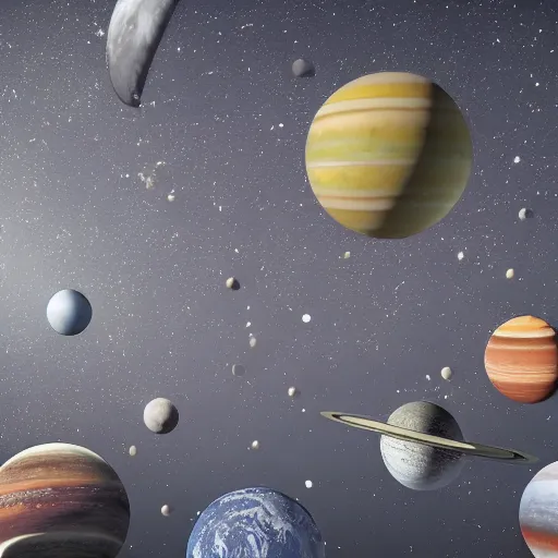Prompt: a wastebasket full of discarded planets and moons and stars hyperrealistic detailed beautiful intricate 3 d render