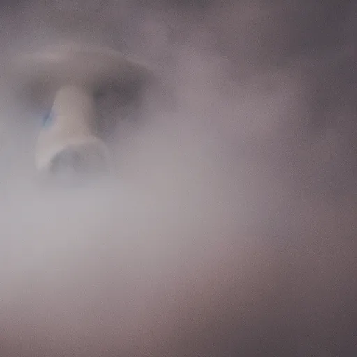 Image similar to man made of fog closeup, smoke swirling, cinematic