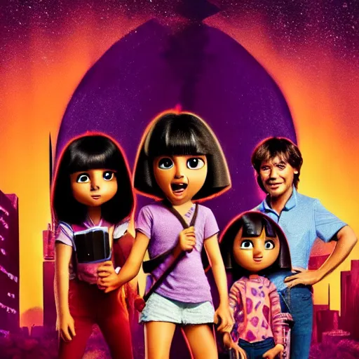 Image similar to dora the explorer in a horror movie, movie poster