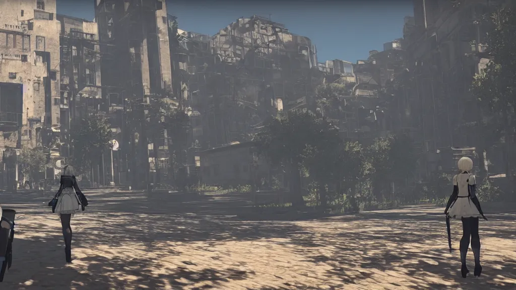 Prompt: Screenshot from Nier Automata, beautiful landscape in Marseille, France
