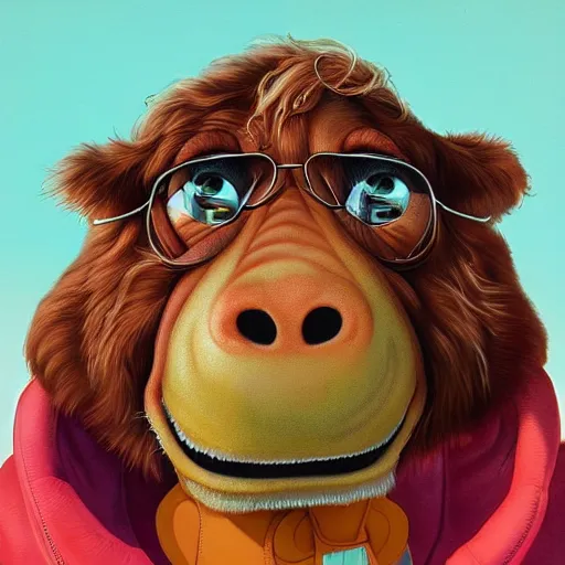 Image similar to alf sitcomportrait, Pixar style, by Tristan Eaton Stanley Artgerm and Tom Bagshaw.