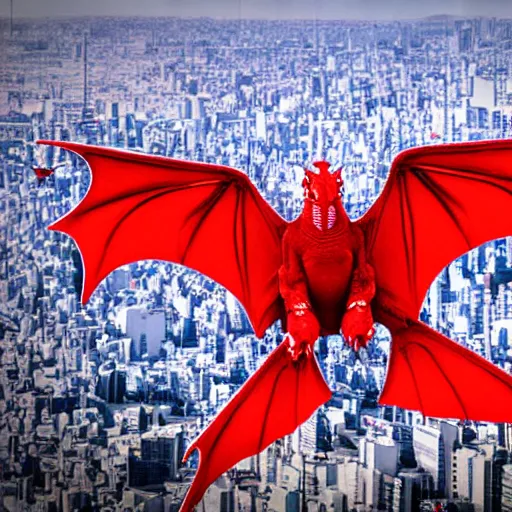 Prompt: tiny cute red dragons flying on the skies of tokyo, photorealism, real photograph