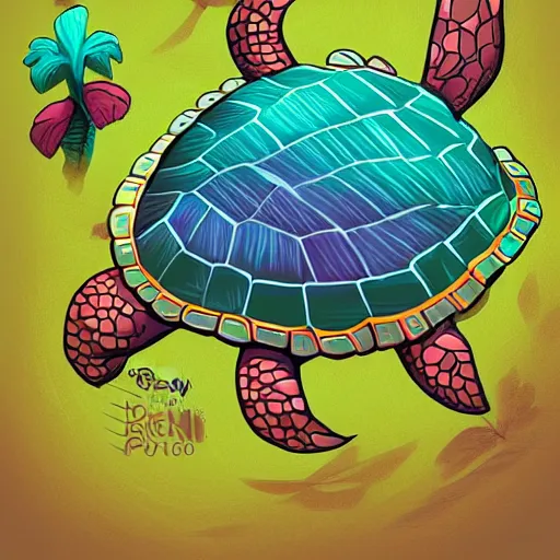 Prompt: a cute turtle monster ,colorful, digital art, fantasy, magic, trending on artstation, ultra detailed, professional illustration by Walt Disney