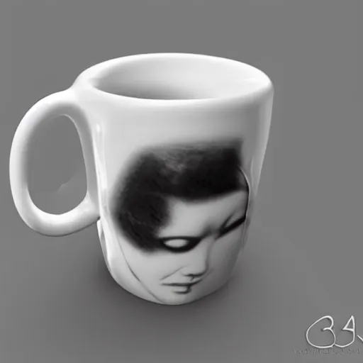 Image similar to a 3 d mug of a beautiful mug on a mug,