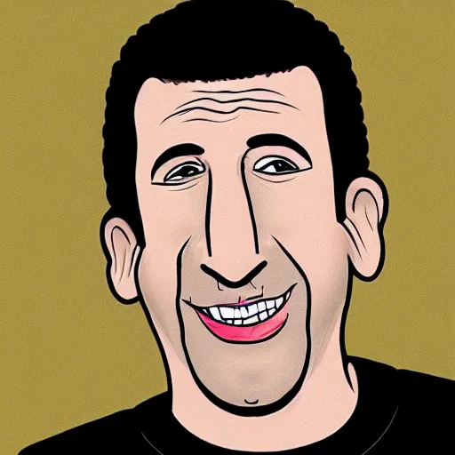 Image similar to a lifelike accurate caricature drawing of adam sandler