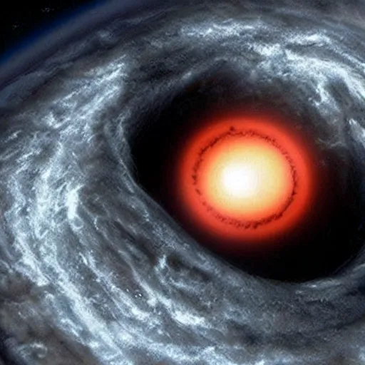 Prompt: a black hole slowly sucking up earth