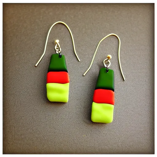 Prompt: futuristic polymer clay earrings