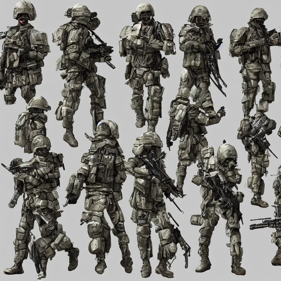 Prompt: standard headgear armor military modern era weapons standard army 2 0 5 0 trending on artstation realistic hd 4 k