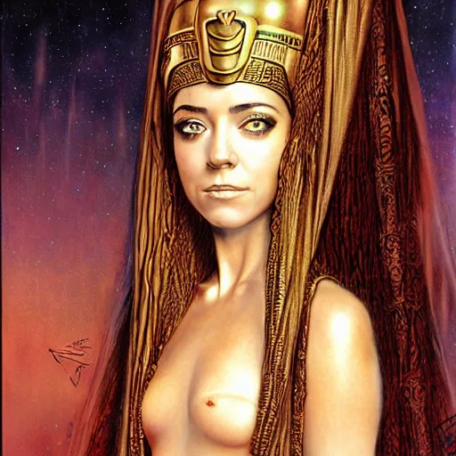 Prompt: portrait of young alyson hannigan as egyptian princess by luis royo, wayne barlowe