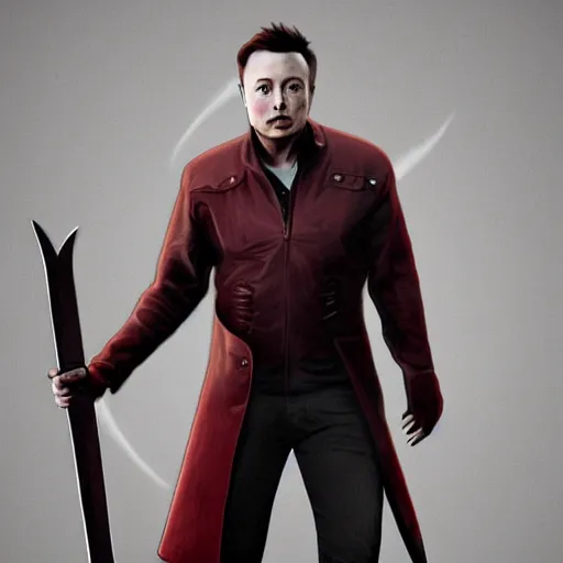 Prompt: elon musk holding a sword, digital art, highly detailed, trending on artstation